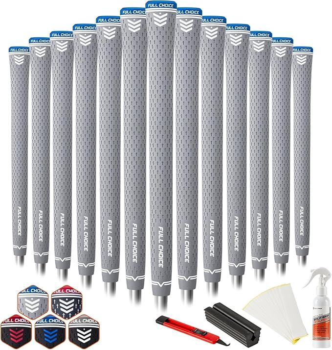 Rubber Golf Grips 13 Pack, Concise Fashion Design, Non-slip, Choose from 13 Grips Set or 13 Grips with Regripping Kit, Standard/Mid/Jumbo Size, 5 Colors Available, RG02 Golf Club Grips