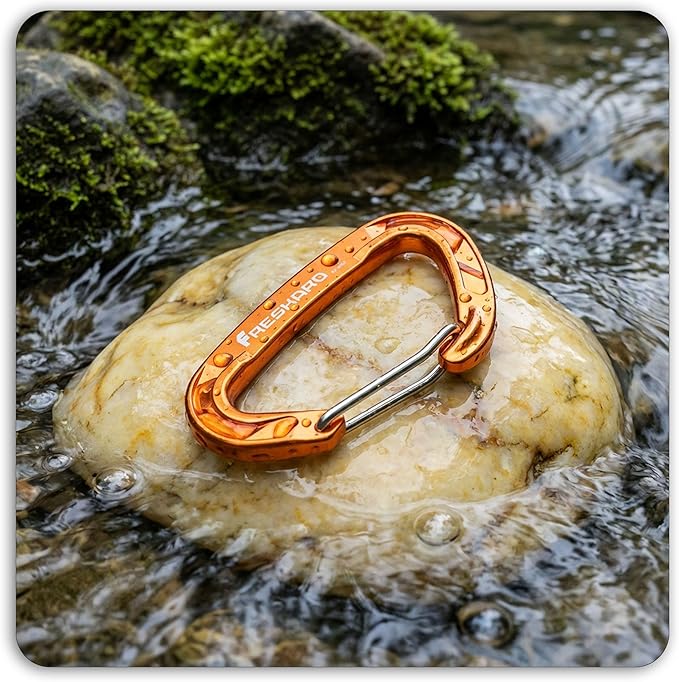 FresKaro 15kN-3372lbs Heavy Duty Wiregate Carabiners, Reliable Time-Tested Stainless Steel Spring Gate, for Camping, Hiking, Hammocks, Backpacking, Dog Leash etc., 3.15inch