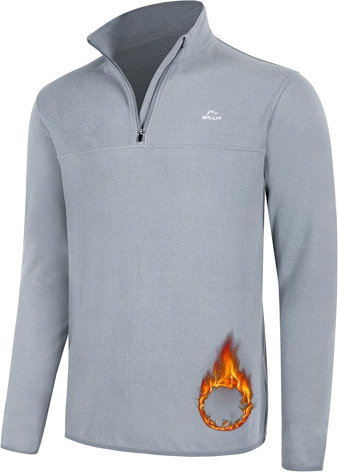 Willit Men's Fleece Pullover Winter Shirts Long Sleeve Quarter Zip Cold Weather Golf Hiking Casual Warm Shirts