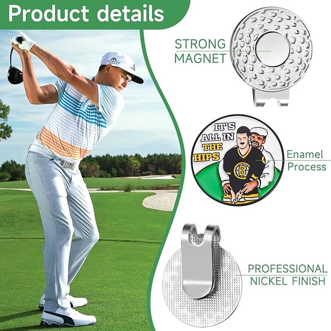 Magnetic Golf Ball Marker Clips, Funny Golf Ball Markers with Magnetic Clip, Enamel Golf Ball Markers Hat Clip Magnet for Men Women Golfer Gifts