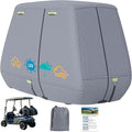 800D Waterproof Golf Cart Cover 2/4/6 Passenger, Heavy Duty Solution-Dyed Polyester UPF 50+, Universal Fits for EZ GO Yamaha Club Car (Gray, Fit for 2 Passenger Cart)