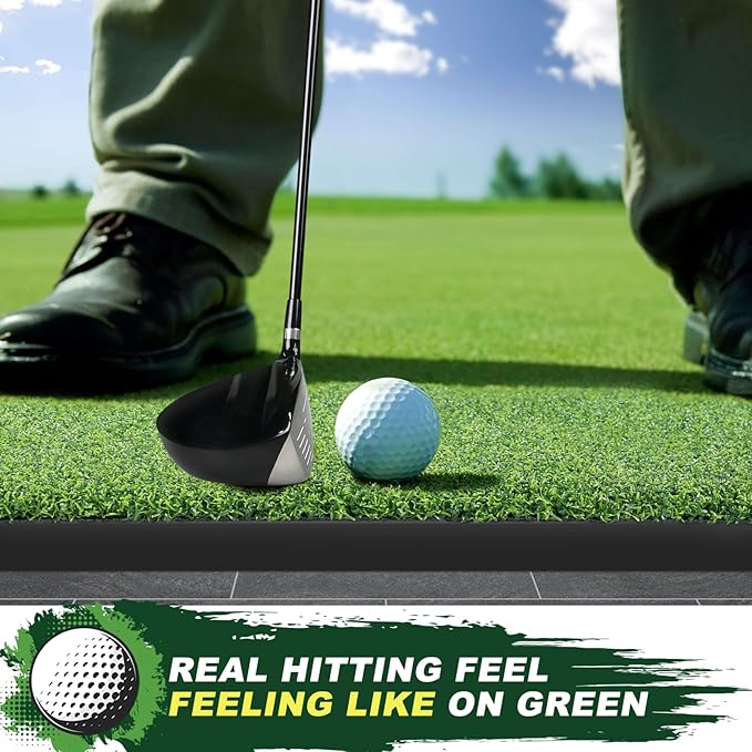 LIBERRWAY Thicken Golf Mat, 5x4ft Practice Turf, Indoor/Outdoor, Training Aid with 9 Golf Balls
