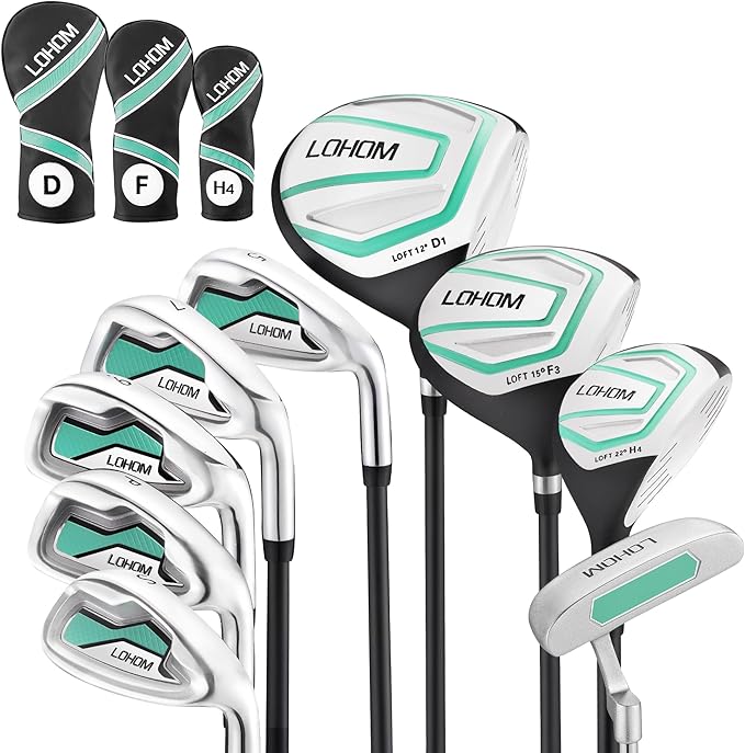 11 Pcs Women's Complete Golf Club Sets Right Hand with 14 Way Golf Cart Bag, Includes 460cc Alloy #1 Driver & #3 Fairway Wood & #4 Hybrid /#6/#7/#8/#9/#P/#S Irons & Putter