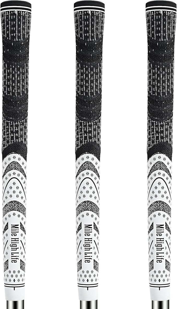 Mile High Life Golf Grips 13 Pack / 3 Pack - All-Weather Soft Rubber Golf Club Grips - High Shock Absorption, Enhanced Traction - Standard, Midsize & Jumbo Size (Core 0.58"-0.61")
