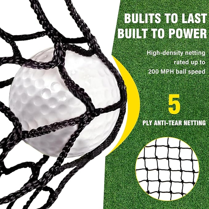 Golf Net, 10x7FT with Golf Practice Mat, Hitting Aid Net with Multi Targets Training for Backyard Driving Chipping Indoor Outdoor Use, 5-Ply Anti-Tear Netting & Carry Bag, Gifts for Men Dad Him Golfer