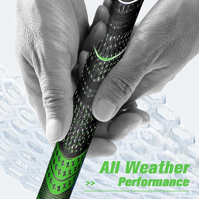 Geoleap Golf Grips Set of 13- Cord Rubber Compound Material, Hybrid Golf Club Grips, All Weather Performance.