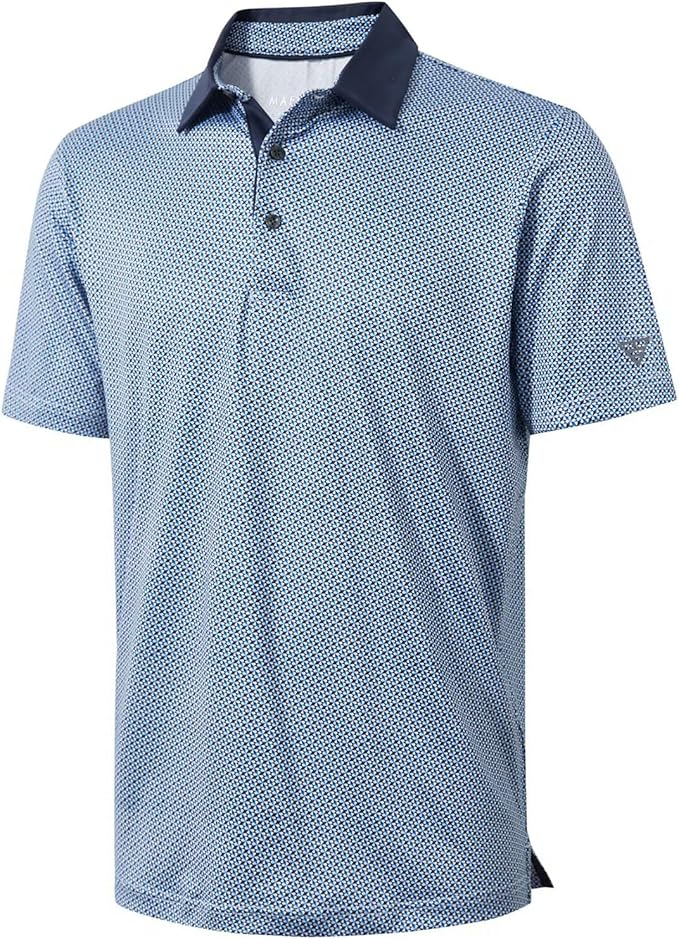 Golf Shirts for Men Dry Fit Short Sleeve Print Performance Moisture Wicking Polo Shirt