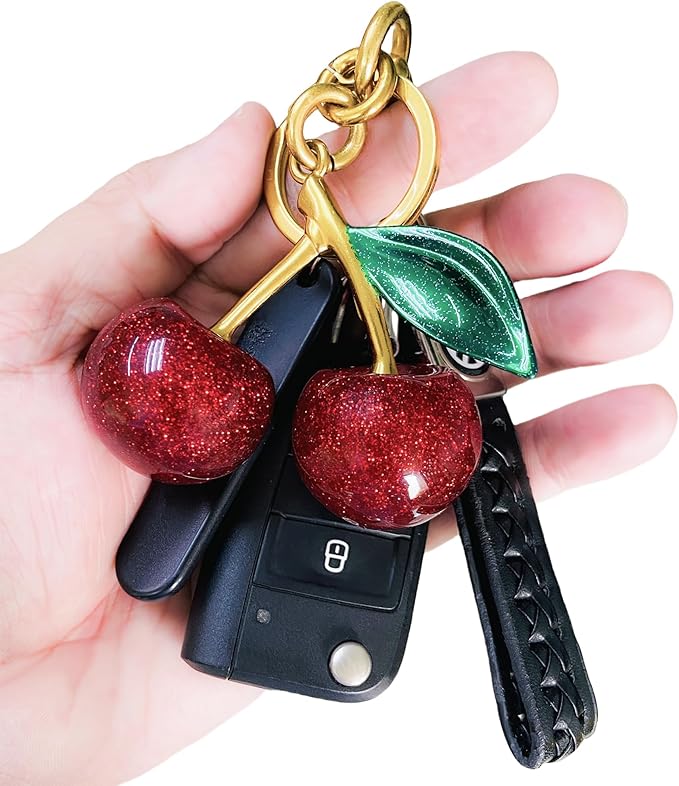 Cherry Bag Charm Purse Handbag Charm Cherry Car Accessories KeyChain Gift for Women Mothers Day Christmas Valentine