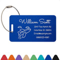 Personalized Luggage Tags for Suitcases Custom Metal Name Tags for Backpacks Bags Travel - Horizontal (Blue)