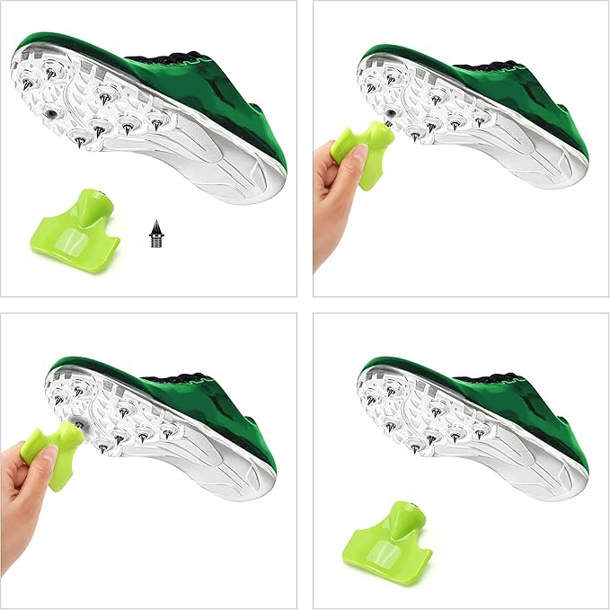 2pcs Spike Wrench Track Tool for Shoes, Steel Sports Shoe Replacement Nail Puller and Field Outdoor Running Studs Cleats Removing Aid Tool (Green)