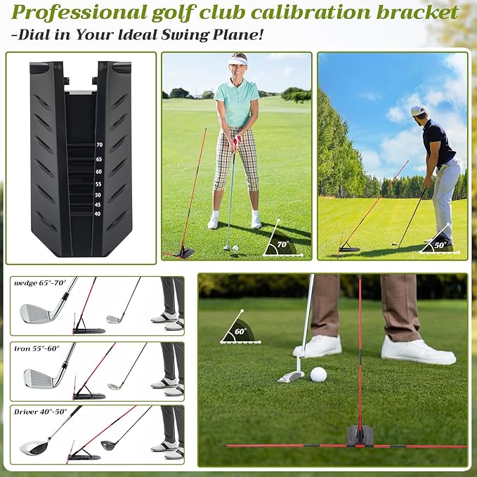 Golf Alignment Sticks and Golf Swing Trainer with Angle Plate/holder Sets for Aiming, Putting, Golfs Grip Trainer Aid Enhance Grip Strength, Precision, and Swing Technique, Posture Corrector