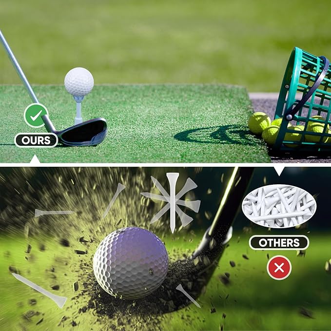 Adjustable Golf Tees - Unbreakable Rubber Golf Tees for Driving Range & Simulator - Essential Golf Accessories for Men Indoor & Outdoor Practice, Durability and Stability Golf Tees