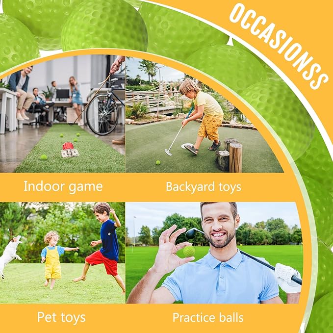 Junkin 80 Pcs Foam Golf Balls Rubber Practice Balls Realistic Feel and Flight Sport Training for Indoor or Outdoor Backyard Golf Training