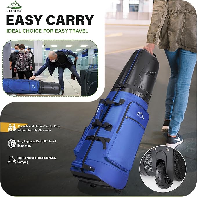 Golf Travel Bag with Hard Case Top, 1680D Heavy Duty Oxford Golf Club Travel Bags for Airlines with Wheels Easy to Maneuver