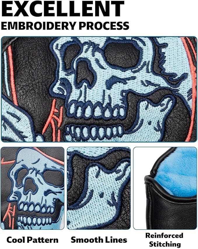 Golf Club Head Covers,1pc Mallet Putter Golf Headcovers for Woods, PU Leather with Advanced Embroidery for Most Brands