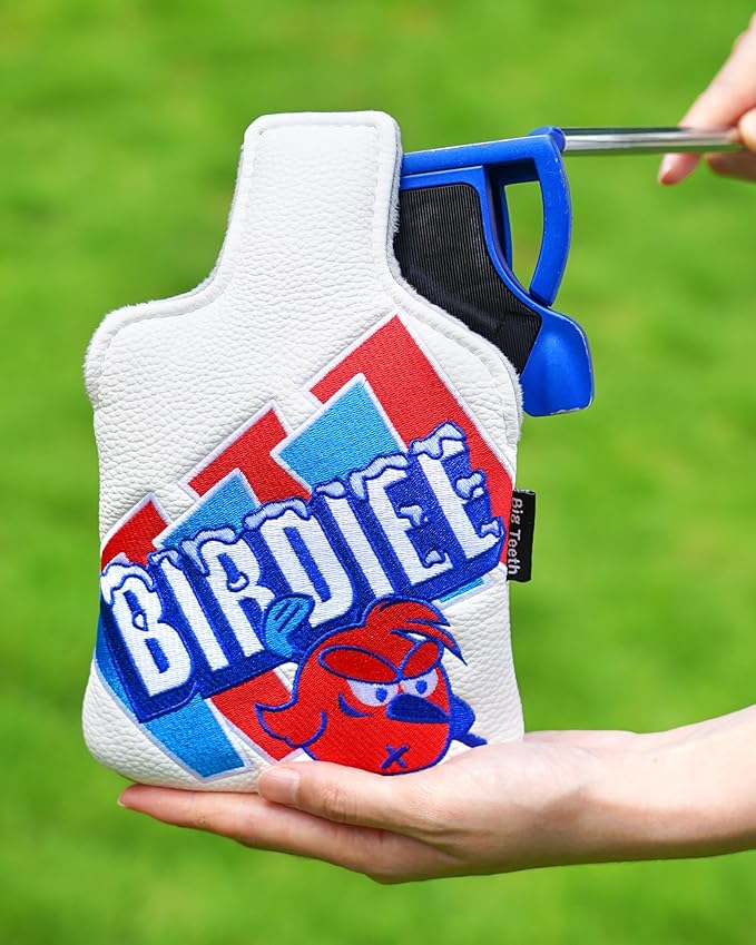 Big Teeth Driver Headcover Ice & Birdiee, Driver Covers for Golf Clubs, Funny Birdie Putter Cover,Milk Shake Ice Cream Mallet Putter Cover,Blue and Red Color