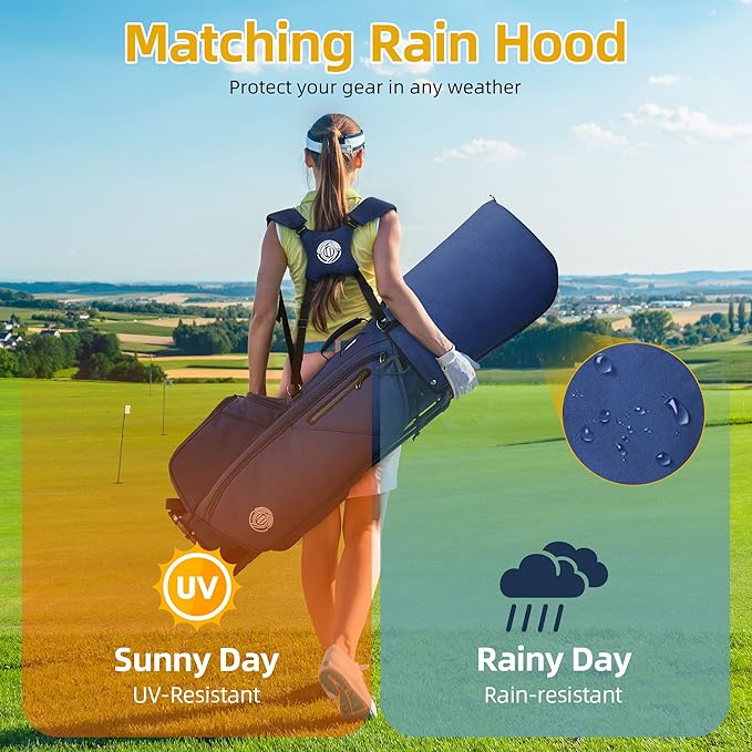 Golf Stand Bag 14 Way, Lightweight Golf Bags for Men Women with Stand, Padded Ergonomic Double Strap, Full Length Dividers, Multiple Pockets, Rain Hood