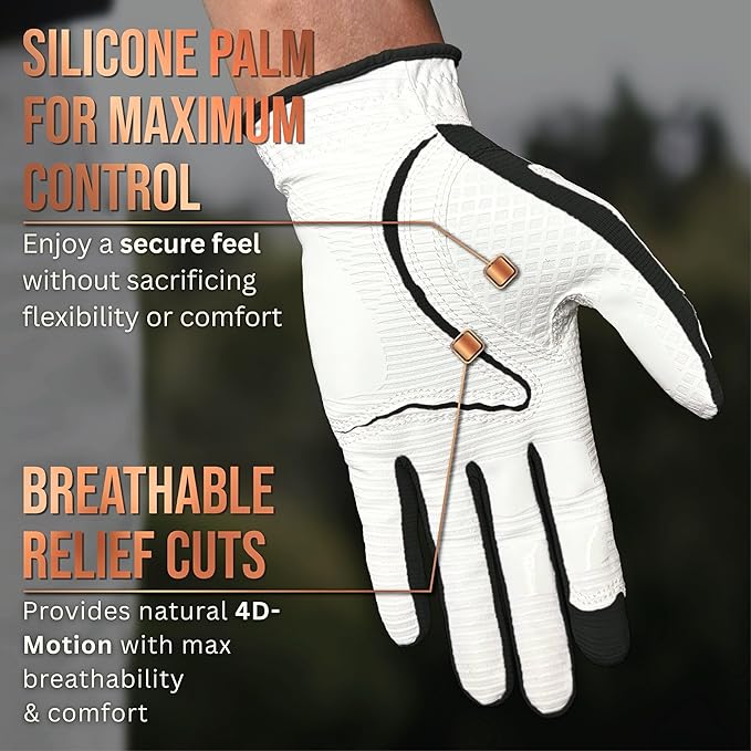 Copper Tech Golf Gloves Men Right Handed Golfer or Left Handed Golfer (2nd Gen) | Copper Compression Joint Support Golf Glove