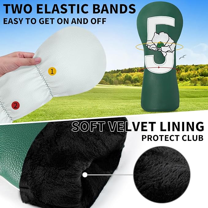 Premium Golf Club Head Cover - Fits Most Clubs, Heavy-Duty Construction, Protects Against Scratches and Damage, Specifically Designed for Hybrid and Fairway Woods.