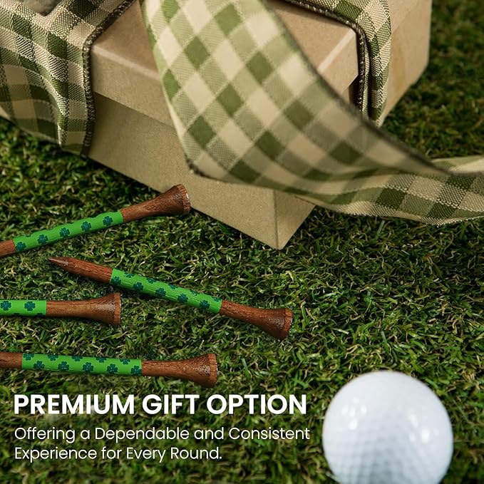 Amy Sport Golf Tees Western Birch Wood 5X More Durable 5X Stronger Value 50 Pack 1 1/2 2 3/4 3 1/4 Inch, Reduce Friction Wooden Long-Lasting, Spin Tall Sturdy Base for Stability