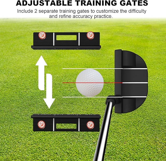 MAZEL Golf Alignment Putting Training Aids - Golf Putting Path Tool for Consistency & Accuracy - Include Putting Gates,Ring & Golf Tees