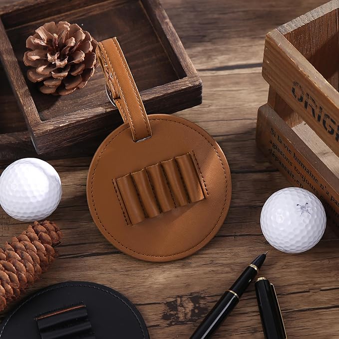 Personalized Golf Bag Tag with Tees Custom Name & Pattern Leather Golf Tee Holder with Gift for Dad