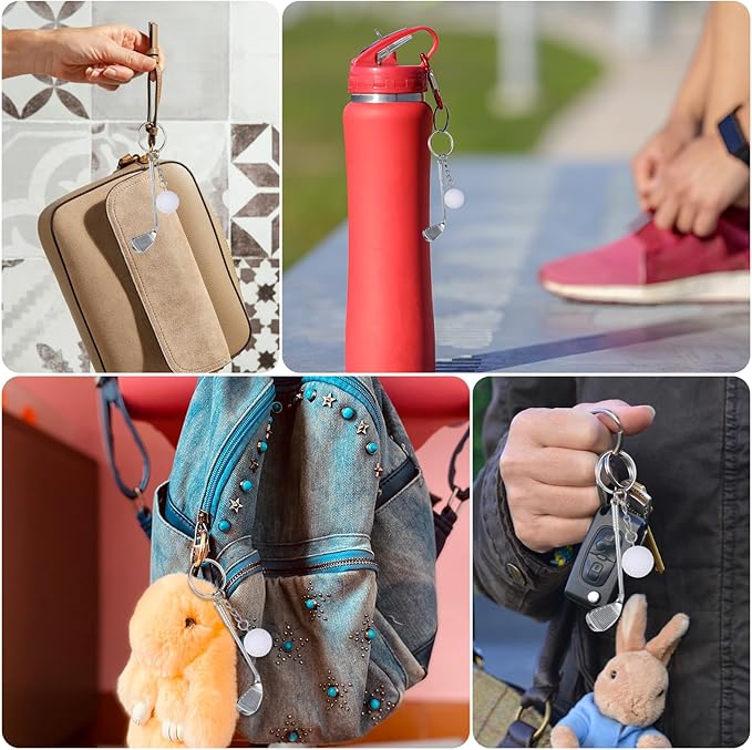 Golf Club Keychain, Golf Gifts Keychain for Men Women Golfers Mini Alloy Golf Keychain Golf Racket Ball Pendant Keychain, Golf Ball with Keychain Bag Pendant Decorations Sports Golf Lovers Gifts