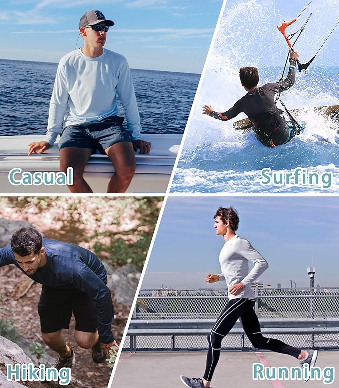 NORTHYARD Men's UPF 50+ Hoodie Shirts Long Sleeve Sun Protection Fishing Swim Beach UV SPF Rash Guard Quick Dry Lightweight
