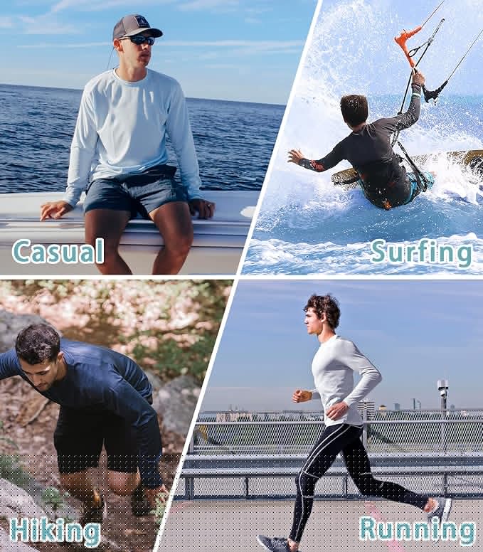 NORTHYARD Men's UPF 50+ Hoodie Shirts Long Sleeve Sun Protection Fishing Swim Beach UV SPF Rash Guard Quick Dry Lightweight