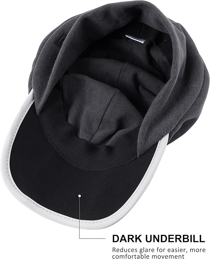 GADIEMKENSD Fleece Ball Cap with Drop Down Ear Warmer, Foldable Brim, Reflective Winter Run Hat Unisex