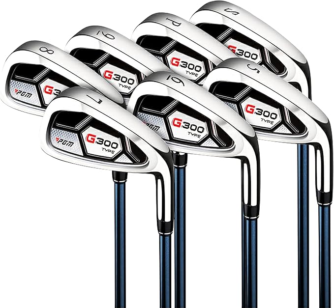 PGM 18 Pieces Men’s Golf Club Set 12pcs Clubs – Titanium #1 Driver, Draw-Biased Hybrid, High-Strength Irons, Forgiving Putter, Stand Bag with 5 Head Covers