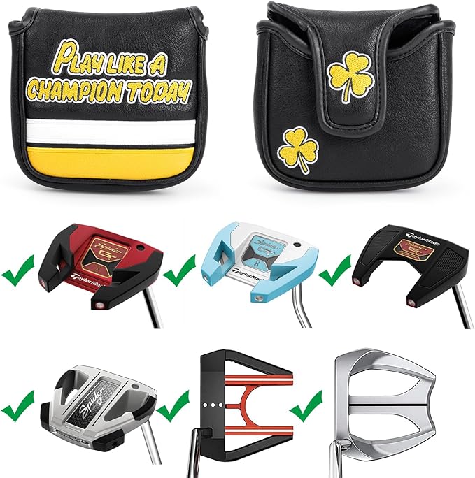 Golf Club Head Covers Premium Leather Golf Driver Fairway(FW) Wood Hybrid(UT) Covers with Number Tags, Golf Mallet Putter Cover Play Like A Champion
