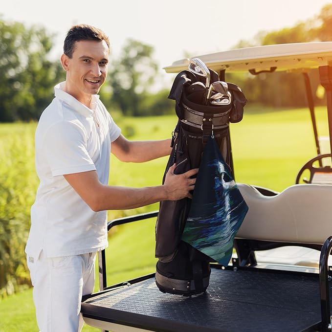 Funny Golf Towel with Carabiner Clip 24"x16" Navy Blue Black Golf Towels for Golf Bags Microfiber Waffle Golf Rag for Disc Balls Clubs Golfs Accessories for Men Women Dad
