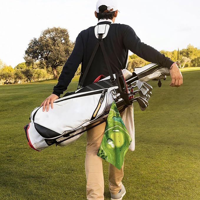 Green Lime Golf Towel with Carabiner Clip 24"x16" Golf Course Printed Funny Golf Towels for Golf Bags Microfiber Waffle Golfs Rag for Disc Balls Clubs Accessories for Men Women Dad