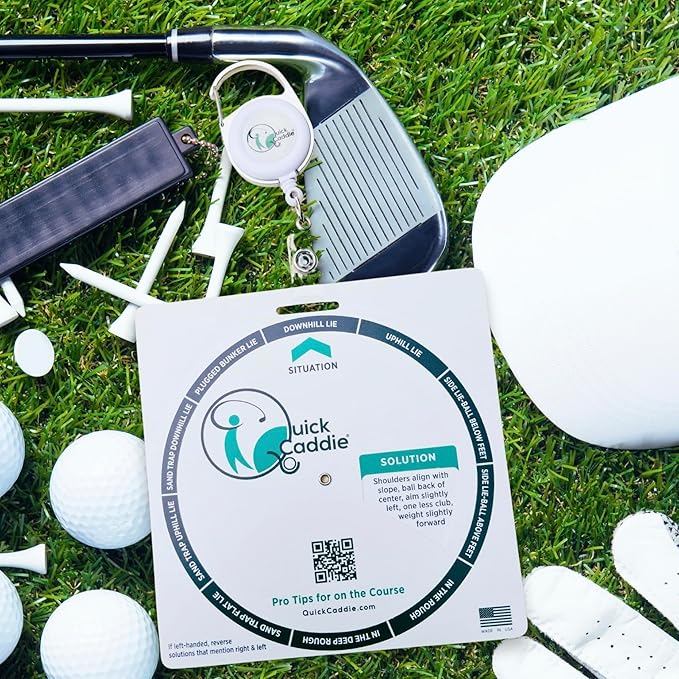 Golf Shot Survival Guide - Golf Bag Tag with Pro Tips for Situational Golf - Waterproof Rotating Wheel Design - Golf Training Aid & Rules Reference - Golf Gift for Men & Women