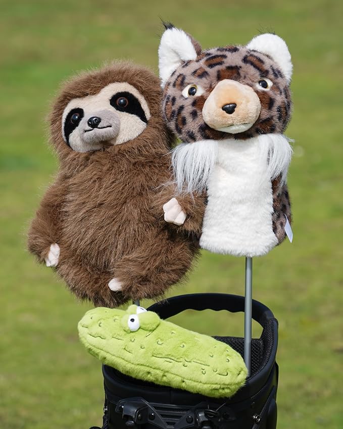 Big Teeth Funny Plush Driver Headcover Animal, Groundhog Gopher Penguin Driver Head Cover for 460cc Club, Sloth Leprechaun Crocodile Golf Head Covers for Woods and Driver Protector