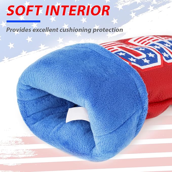 Craftsman Golf Headcover Set for Driver 3 5 Fairway Wood Hybrid Golf Club Head Cover, USA Flag Old Glory Design Golf Club Covers,Interchangeable Number Tag Offered