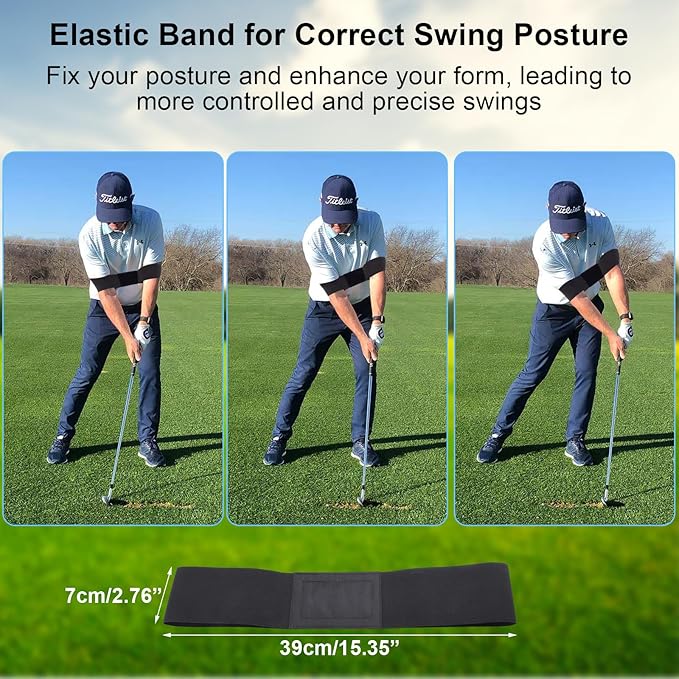Golf Training Aids, Golf Grip Training Aid Swing Trainer with 1 Arm Posture Correction Band and 1 Telescopic Golf Simulator, Golf Practice Accessories Perfect for Beginners and Pros