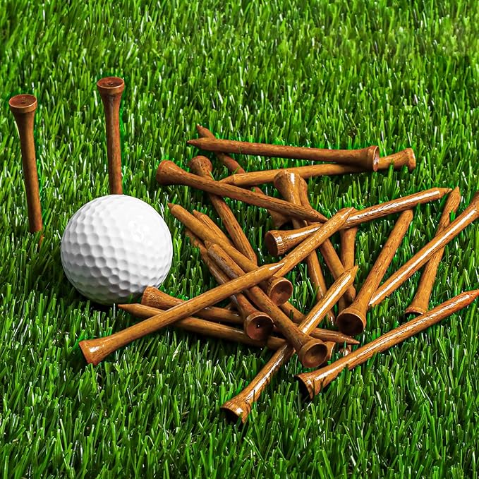 FINGER TEN Golf Tees Wood for Men Wooden Tee 1 1/2 2 3/4 3 1/4 Inch Western Birch Value 100 Pack, Reduce Friction Spin Tall Sturdy Base for Stability Long-Lasting Durability