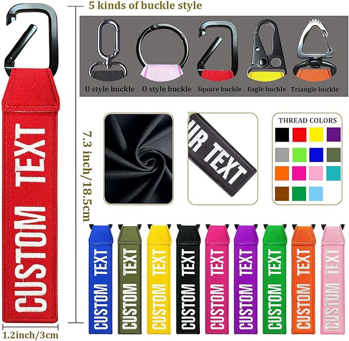 ssass Customized Keychain, 1PCS Embroidery Name Text Motorcycle Key Tag, Personalized Luggage Tags Car Keyring Key Tags, Unisex Keychain for Rooms Backpacks Biker