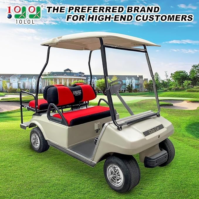 10L0L Golf Cart Front Rear Seat Cover Set for EZGO TXT RXV & Club Car DS 2000-up(Flat Backrest), Made w/ 3D Air Mesh Polyester Fabric Breathable Washable