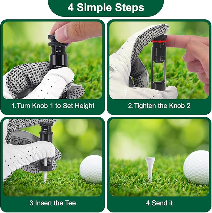 Adjustable Golf Tee Height Tool, Aluminum Golf Tee Height Setter with Precise Scale, Outdoor Golf Training Aid for Consistent Swings