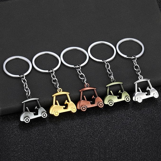 Pack Of 2 Zincs Alloy Realistic Golf Cart Keychains Golf Themed Holder Lightweight For Keys Bags Accessories