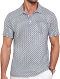 Lexiart Mens Golf Shirt Short Sleeve Dry Fit Print Moisture Wicking Performance Patterns Collared Polo Shirt with Pocket