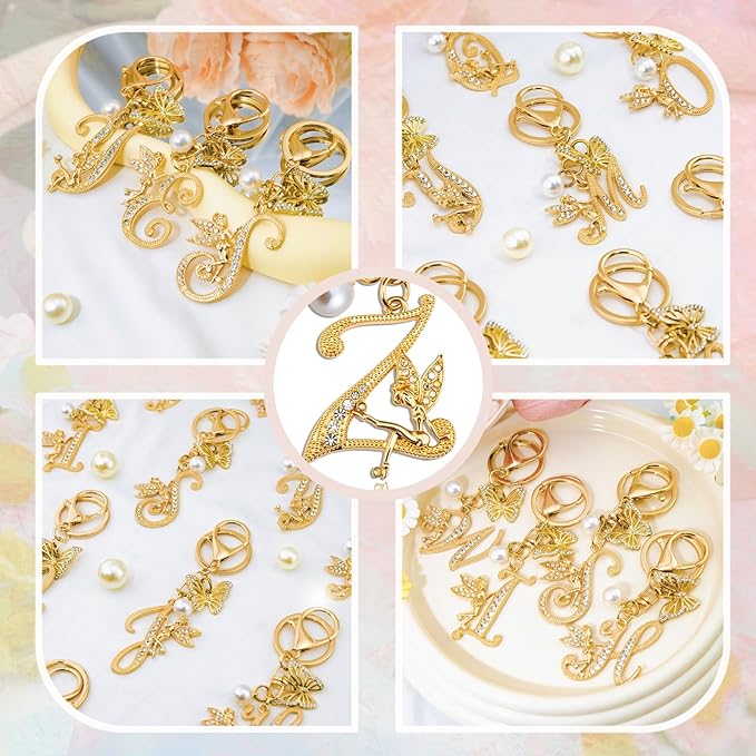 Initial Keychain Bag Charm Women Purse Charms for Handbags Accessories Charm for Wallet Butterfly Pendant for Girls