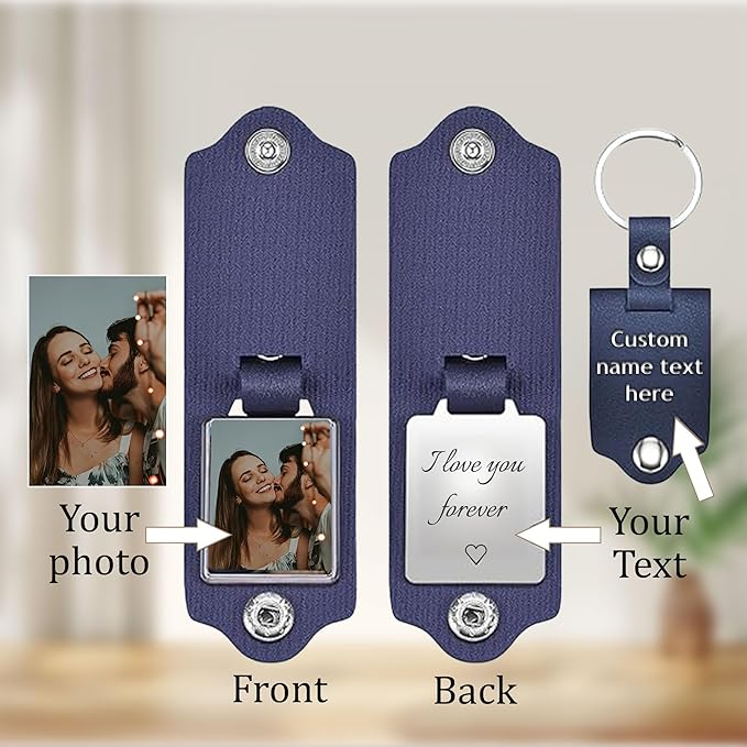 Custom Keychains with Picture Personalized Photo Logo Text Customized Key Chain for Boyfriend Dad Men Women Gifts