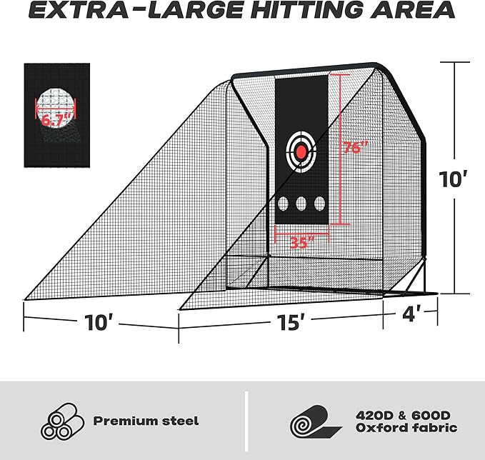 MR Golf Hitting Net 10’x10’ with Side Barriers, Extra Large Golf Practice Net with Ball Return System, Golf Simulator