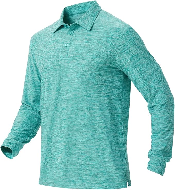 NAVISKIN Men's Polo Shirts Long Sleeve Golf Shirts with Collar UPF 50 SPF Shirt for Men Quick Dry Moisture Wicking