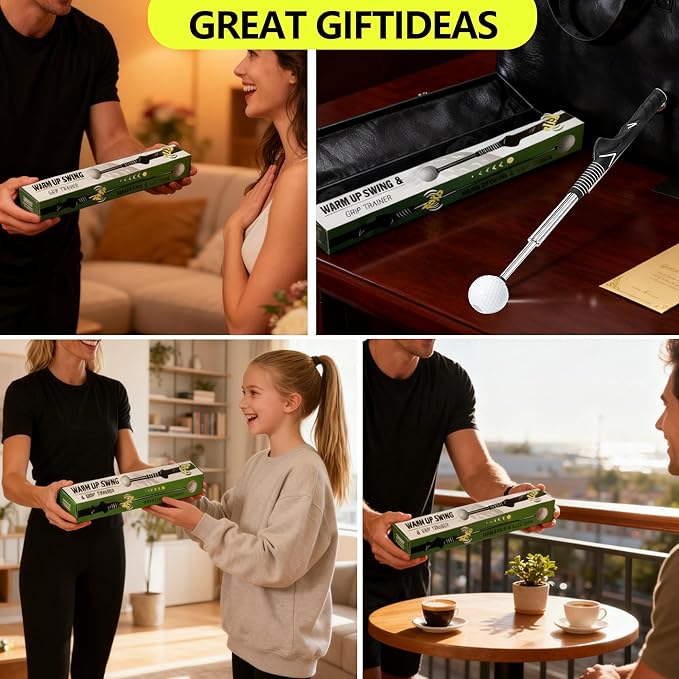 Pro-Level Right-Handed Retractable Golf Swing Trainer, for Chipping Hitting Practice & Pre-Round Warm-Up Golf Swing Training Aid and Golf Grip Trainer for Indoor & Outdoor Use