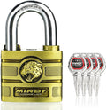 60mm Heavy Duty Waterproof Keyed Padlock with 4 Keys Brass Finish for Fences, Gates, Sheds